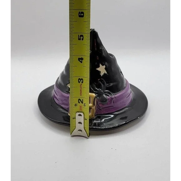 Yankee Candle Black Halloween Witch Hat Spiders Ceramic Candle Jar Topper Shade - Picture 9 of 11